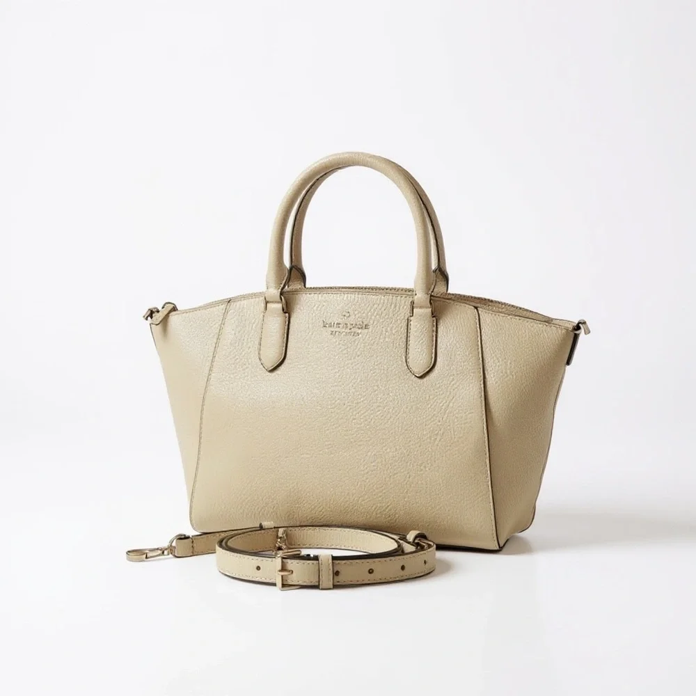 Kate Spade Newbury Lane Loden Cream White Pebbled Leather Satchel Crossbody